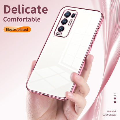 For OPPO Reno5 Pro+ Transparent Plating Fine Hole Phone Case(Blue) - OPPO Cases by buy2fix | Online Shopping UK | buy2fix