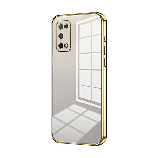 For OPPO K7x / Realme V5 5G Transparent Plating Fine Hole Phone Case(Gold) - OPPO Cases by buy2fix | Online Shopping UK | buy2fix