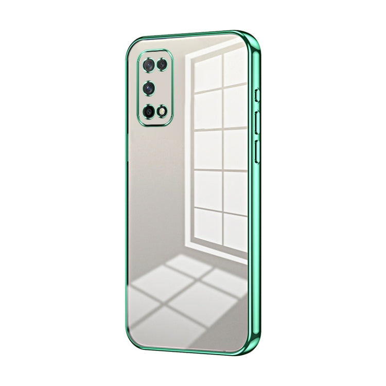 For OPPO K7x / Realme V5 5G Transparent Plating Fine Hole Phone Case(Green) - OPPO Cases by buy2fix | Online Shopping UK | buy2fix