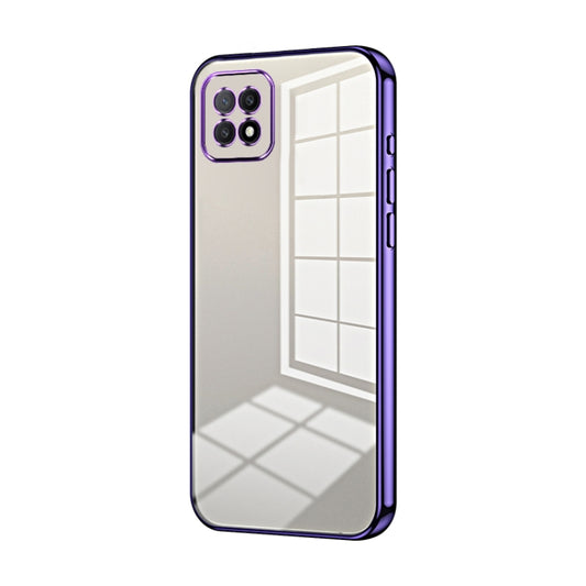 For OPPO A72 5G / A73 5G Transparent Plating Fine Hole Phone Case(Purple) - OPPO Cases by buy2fix | Online Shopping UK | buy2fix