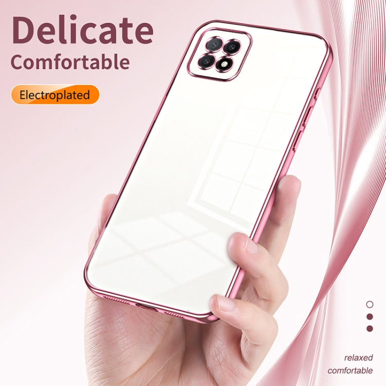 For OPPO A72 5G / A73 5G Transparent Plating Fine Hole Phone Case(Black) - OPPO Cases by buy2fix | Online Shopping UK | buy2fix