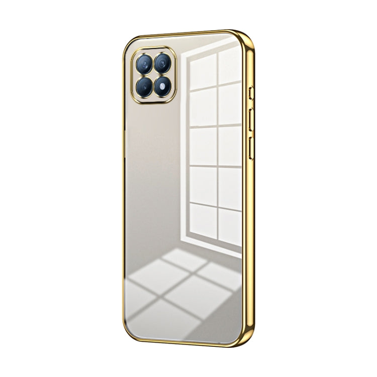 For OPPO Reno4 SE Transparent Plating Fine Hole Phone Case(Gold) - OPPO Cases by buy2fix | Online Shopping UK | buy2fix