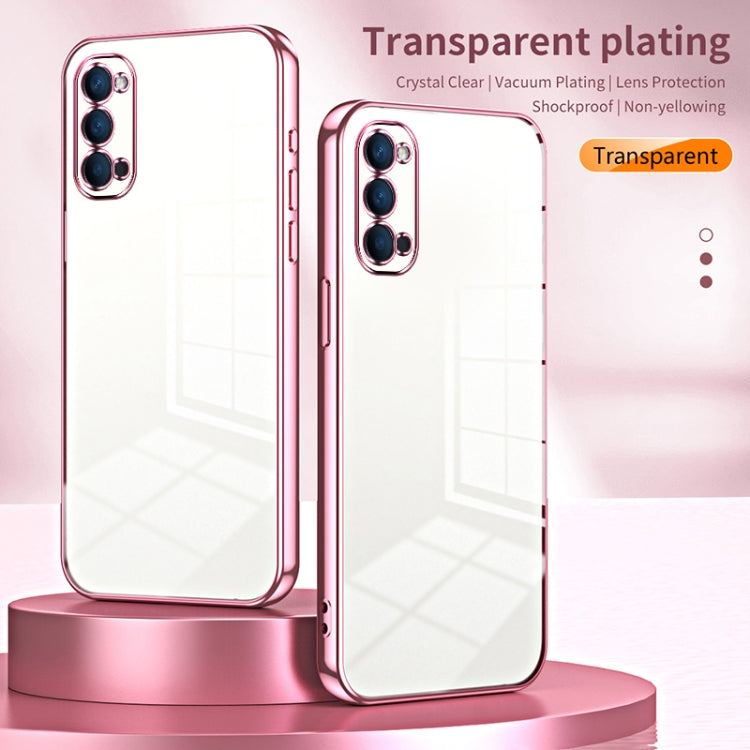 For OPPO Reno4 Transparent Plating Fine Hole Phone Case(Pink) - OPPO Cases by buy2fix | Online Shopping UK | buy2fix