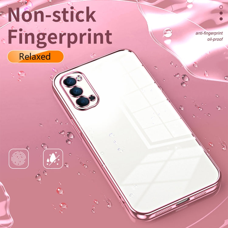 For OPPO Reno4 Transparent Plating Fine Hole Phone Case(Pink) - OPPO Cases by buy2fix | Online Shopping UK | buy2fix