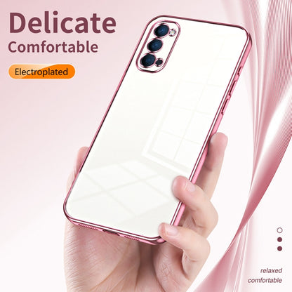 For OPPO Reno4 Transparent Plating Fine Hole Phone Case(Pink) - OPPO Cases by buy2fix | Online Shopping UK | buy2fix