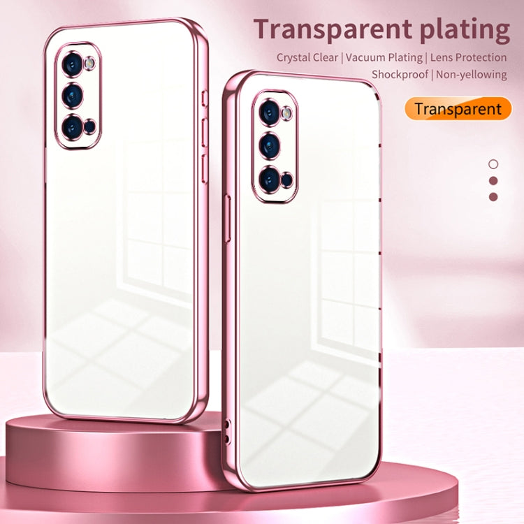 For OPPO Reno4 Pro Transparent Plating Fine Hole Phone Case(Blue) - OPPO Cases by buy2fix | Online Shopping UK | buy2fix