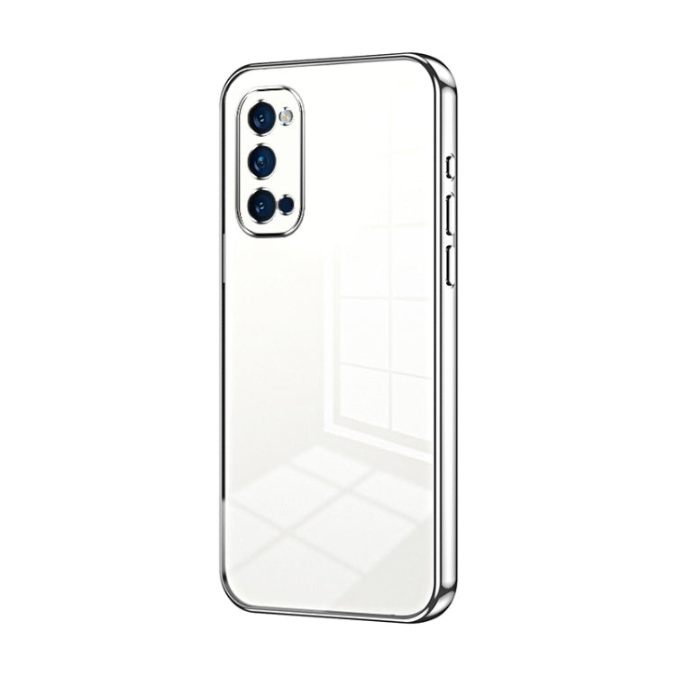 For OPPO Reno4 Pro Transparent Plating Fine Hole Phone Case(Silver) - OPPO Cases by buy2fix | Online Shopping UK | buy2fix