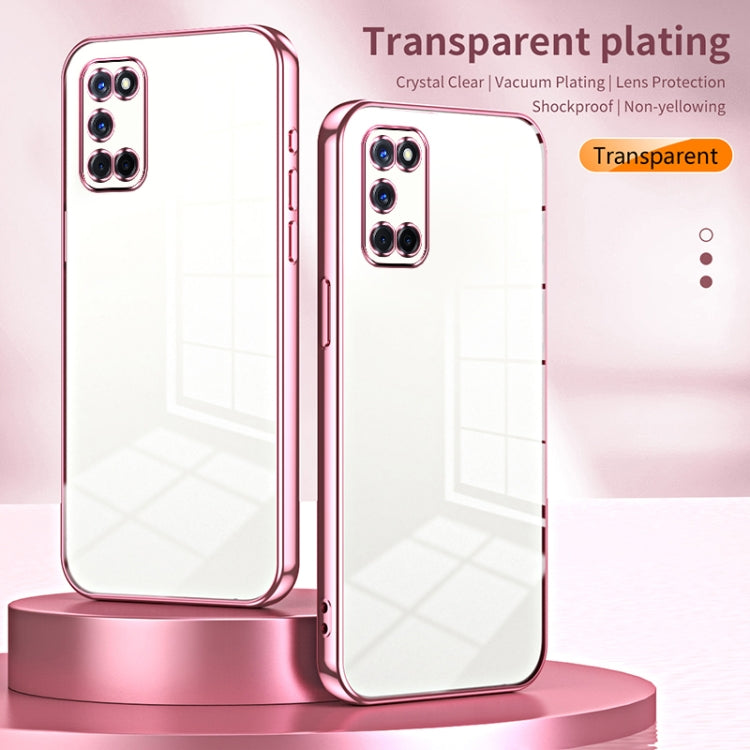 For OPPO A52 / A72 / A92 Transparent Plating Fine Hole Phone Case(Pink) - OPPO Cases by buy2fix | Online Shopping UK | buy2fix