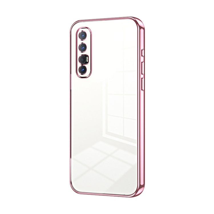 For OPPO Reno3 Pro Transparent Plating Fine Hole Phone Case(Pink) - OPPO Cases by buy2fix | Online Shopping UK | buy2fix