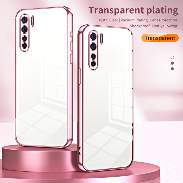 For OPPO A91 Transparent Plating Fine Hole Phone Case(Purple) - OPPO Cases by buy2fix | Online Shopping UK | buy2fix