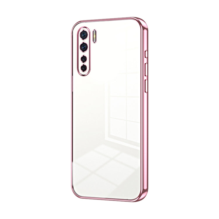 For OPPO A91 Transparent Plating Fine Hole Phone Case(Pink) - OPPO Cases by buy2fix | Online Shopping UK | buy2fix