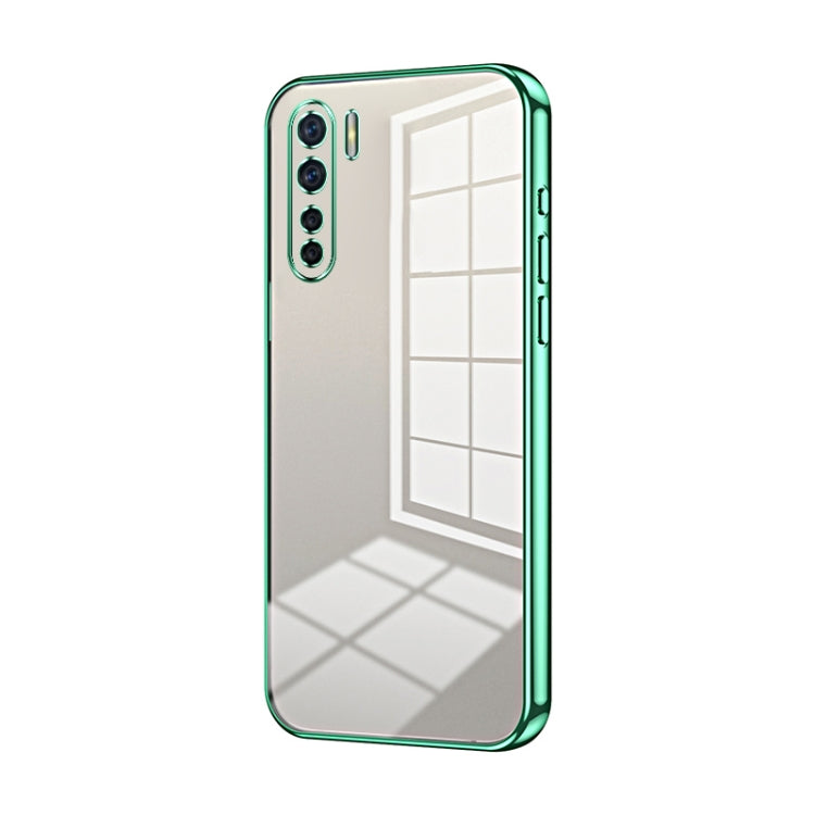 For OPPO A91 Transparent Plating Fine Hole Phone Case(Green) - OPPO Cases by buy2fix | Online Shopping UK | buy2fix