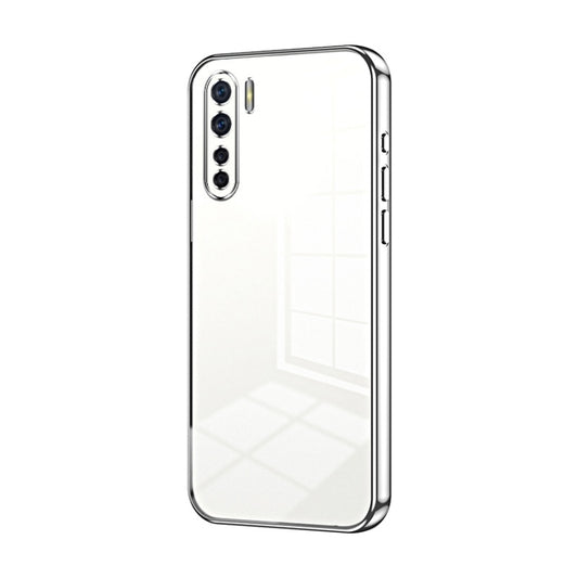 For OPPO A91 Transparent Plating Fine Hole Phone Case(Silver) - OPPO Cases by buy2fix | Online Shopping UK | buy2fix