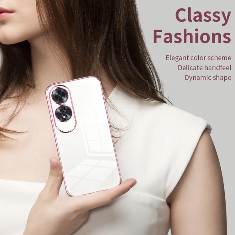 For OPPO A60 Transparent Plating Fine Hole Phone Case(Purple) - OPPO Cases by buy2fix | Online Shopping UK | buy2fix