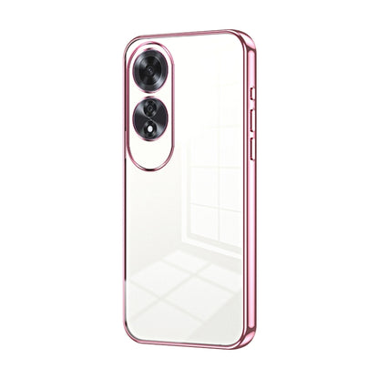 For OPPO A60 Transparent Plating Fine Hole Phone Case(Pink) - OPPO Cases by buy2fix | Online Shopping UK | buy2fix