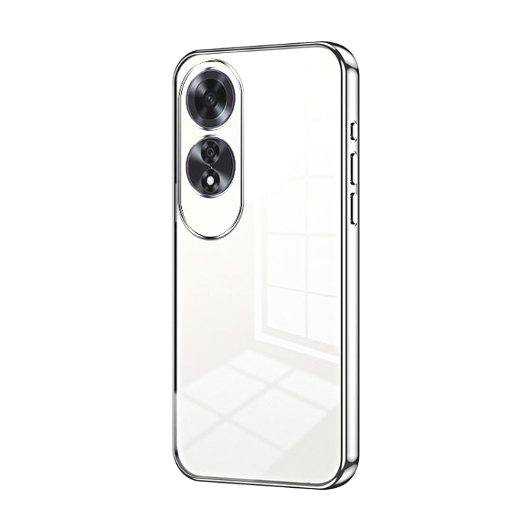 For OPPO A60 Transparent Plating Fine Hole Phone Case(Silver) - OPPO Cases by buy2fix | Online Shopping UK | buy2fix