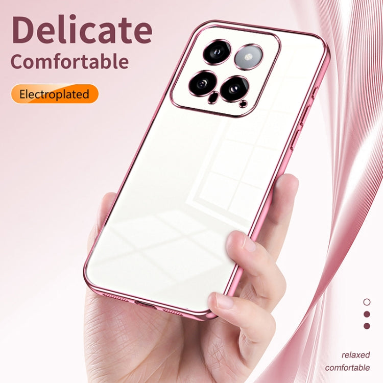 For Xiaomi 14 Transparent Plating Fine Hole Phone Case(Purple) - 14 Cases by buy2fix | Online Shopping UK | buy2fix