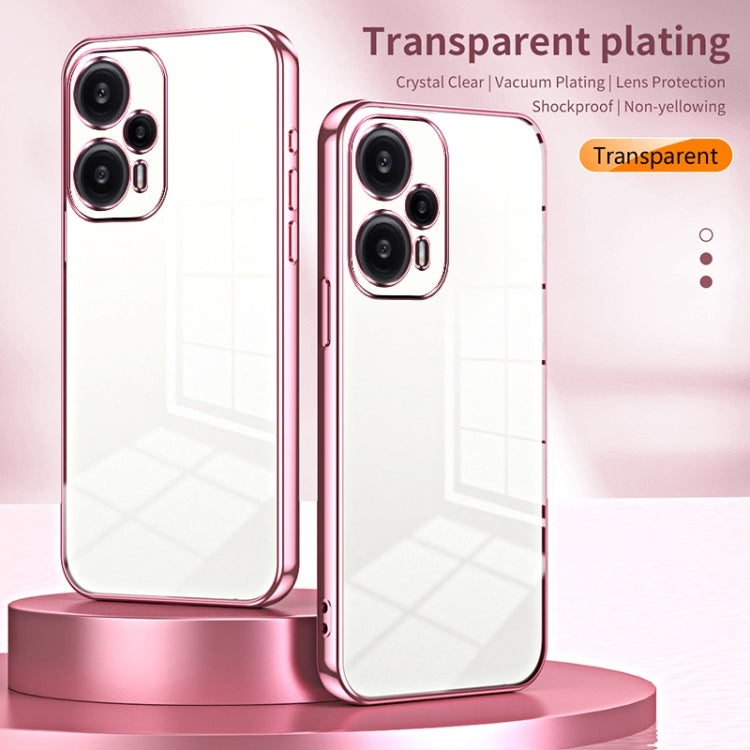 For Xiaomi Redmi Note 12 Turbo/Poco F5 Transparent Plating Fine Hole Phone Case(Pink) - Xiaomi Cases by buy2fix | Online Shopping UK | buy2fix