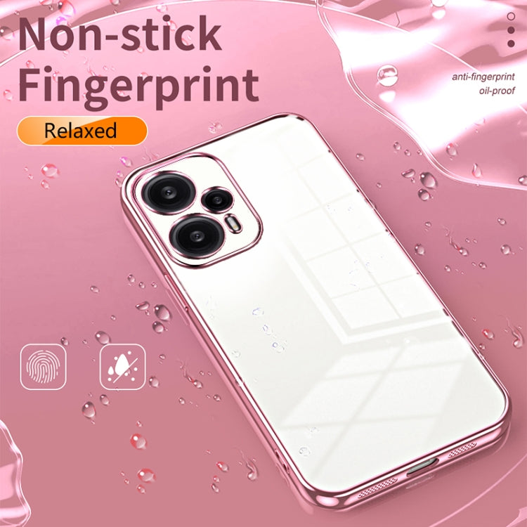 For Xiaomi Redmi Note 12 Turbo/Poco F5 Transparent Plating Fine Hole Phone Case(Pink) - Xiaomi Cases by buy2fix | Online Shopping UK | buy2fix