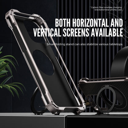 For iPhone 15 Pro R-JUST RJ51-1 Hollow Rotating Holder MagSafe Magnetic Metal Phone Case(Silver Grey) by R-JUST