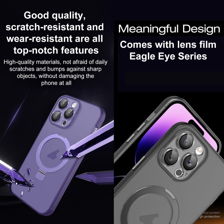 For iPhone 14 Pro Max MagSafe Holder PC Hybrid TPU Phone Case(Deep Purple) - iPhone 14 Pro Max Cases by buy2fix | Online Shopping UK | buy2fix