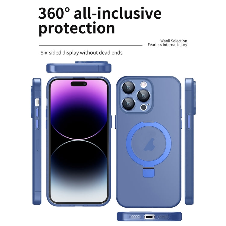 For iPhone 14 Plus MagSafe Holder PC Hybrid TPU Phone Case(Blue) - iPhone 14 Plus Cases by buy2fix | Online Shopping UK | buy2fix