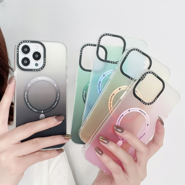 For iPhone 13 Gradient IMD PC Hybrid TPU MagSafe Phone Case(Blue) by buy2fix