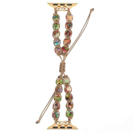 For Apple Watch Series 3 42mm Heart Stones Drawstring Chain Watch Band(Colorful)