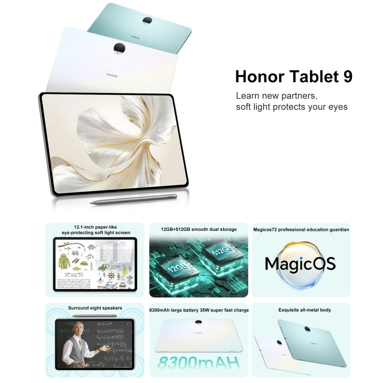 Honor Tablet 9 12.1 inch WiFi, Standard 12GB+256GB, MagicOS 7.2 Snapdragon 6 Gen1 Octa Core 2.2GHz, Not Support Google Play(Grey) - Huawei by Huawei | Online Shopping UK | buy2fix