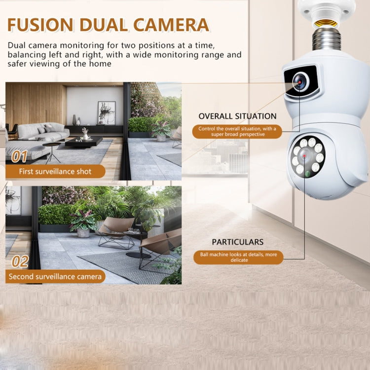 DP41 Bulb-type Dual-lens Motion Tracking Smart Camera Supports Voice Intercom(Black) by buy2fix