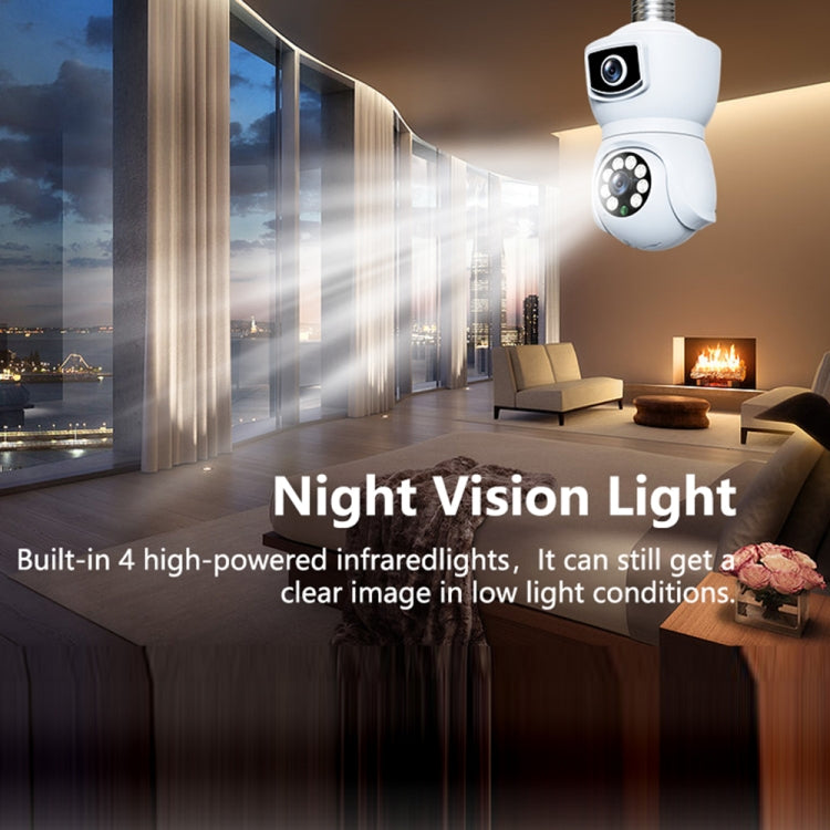 DP41 Bulb-type Dual-lens Motion Tracking Smart Camera Supports Voice Intercom(White) by buy2fix