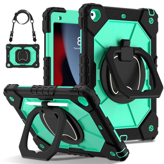 For iPad 10.2 2021 / 2020 / 2019 Contrast Color Robot Silicone Hybrid PC Tablet Case(Black Mint Green) - iPad 10.2 Cases by buy2fix | Online Shopping UK | buy2fix