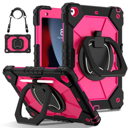 For iPad 10.2 2021 / 2020 / 2019 Contrast Color Robot Silicone Hybrid PC Tablet Case(Black Rose Red) - iPad 10.2 Cases by buy2fix | Online Shopping UK | buy2fix