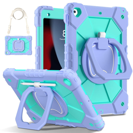 For iPad 10.2 2021 / 2020 / 2019 Contrast Color Robot Silicone Hybrid PC Tablet Case(Purple Mint Green) - iPad 10.2 Cases by buy2fix | Online Shopping UK | buy2fix