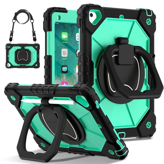 For iPad Air / Air 2 / 9.7 2018/2017 Contrast Color Robot Silicone Hybrid PC Tablet Case(Black Mint Green) - iPad 10.2 Cases by buy2fix | Online Shopping UK | buy2fix