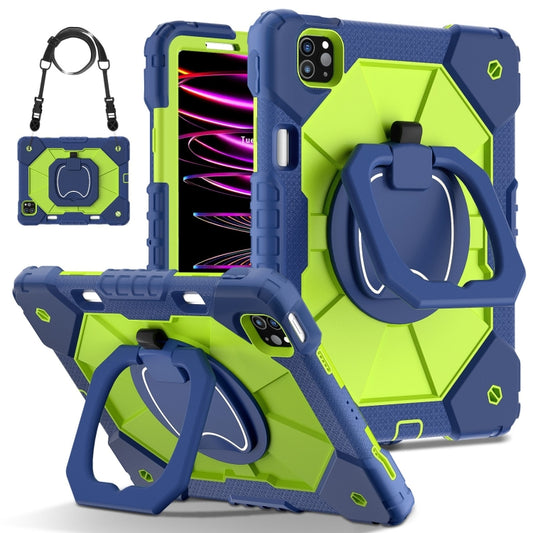 For iPad Pro 11 2022 / Air 10.9 2022 Contrast Color Robot Silicone Hybrid PC Tablet Case(Navy Yellow Green) - iPad Pro 11 (2022/2021) Cases by buy2fix | Online Shopping UK | buy2fix