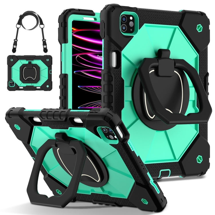 For iPad Pro 11 2022 / Air 10.9 2022 Contrast Color Robot Silicone Hybrid PC Tablet Case(Black Mint Green) - iPad Pro 11 (2022/2021) Cases by buy2fix | Online Shopping UK | buy2fix