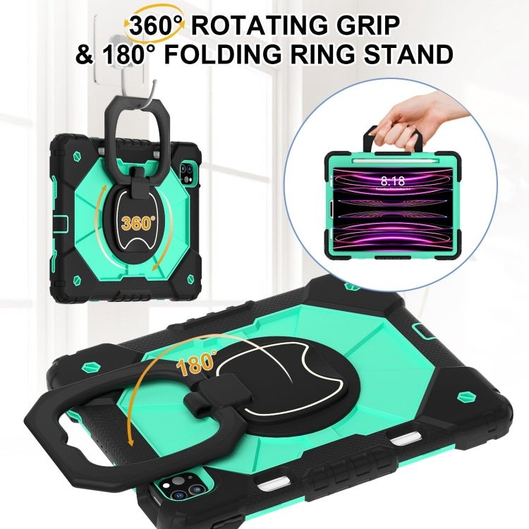 For iPad Pro 11 2022 / Air 10.9 2022 Contrast Color Robot Silicone Hybrid PC Tablet Case(Black Mint Green) - iPad Pro 11 (2022/2021) Cases by buy2fix | Online Shopping UK | buy2fix