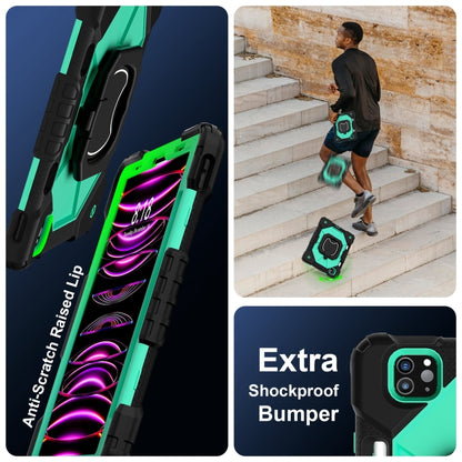 For iPad Pro 11 2022 / Air 10.9 2022 Contrast Color Robot Silicone Hybrid PC Tablet Case(Black Mint Green) - iPad Pro 11 (2022/2021) Cases by buy2fix | Online Shopping UK | buy2fix