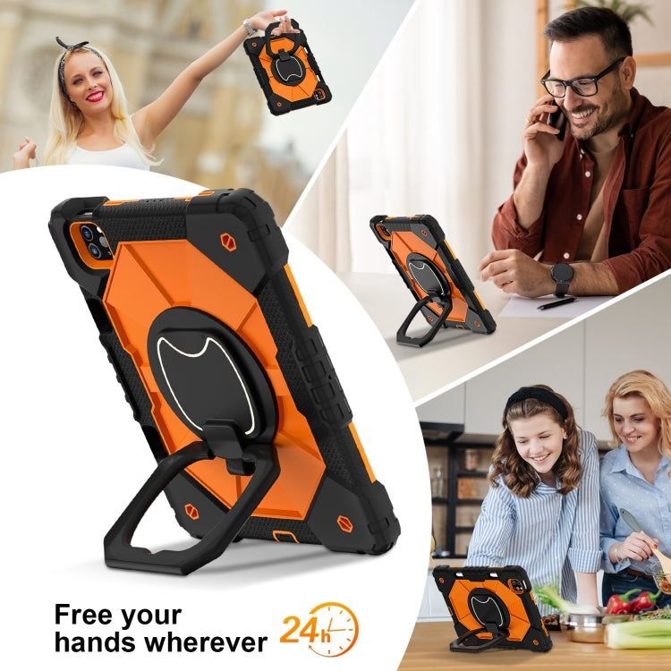 For iPad Pro 11 2022 / Air 10.9 2022 Contrast Color Robot Silicone Hybrid PC Tablet Case(Black Orange) - iPad Pro 11 (2022/2021) Cases by buy2fix | Online Shopping UK | buy2fix
