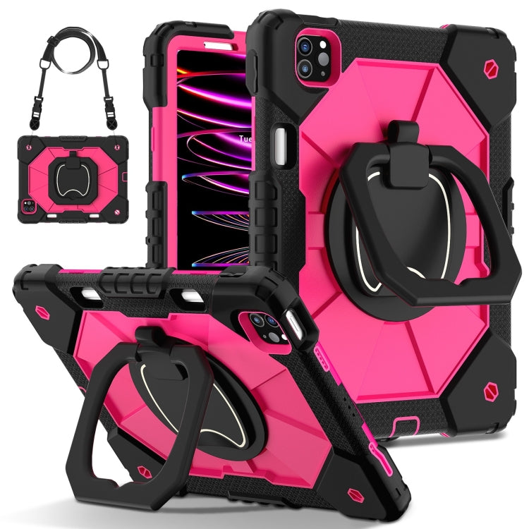 For iPad Pro 11 2022 / Air 10.9 2022 Contrast Color Robot Silicone Hybrid PC Tablet Case(Black Rose Red) - iPad Pro 11 (2022/2021) Cases by buy2fix | Online Shopping UK | buy2fix