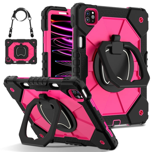 For iPad Pro 11 2022 / Air 10.9 2022 Contrast Color Robot Silicone Hybrid PC Tablet Case(Black Rose Red) - iPad Pro 11 (2022/2021) Cases by buy2fix | Online Shopping UK | buy2fix