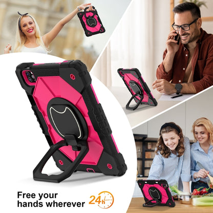 For iPad Pro 11 2022 / Air 10.9 2022 Contrast Color Robot Silicone Hybrid PC Tablet Case(Black Rose Red) - iPad Pro 11 (2022/2021) Cases by buy2fix | Online Shopping UK | buy2fix