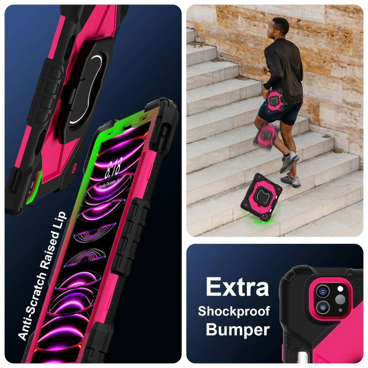 For iPad Pro 11 2022 / Air 10.9 2022 Contrast Color Robot Silicone Hybrid PC Tablet Case(Black Rose Red) - iPad Pro 11 (2022/2021) Cases by buy2fix | Online Shopping UK | buy2fix