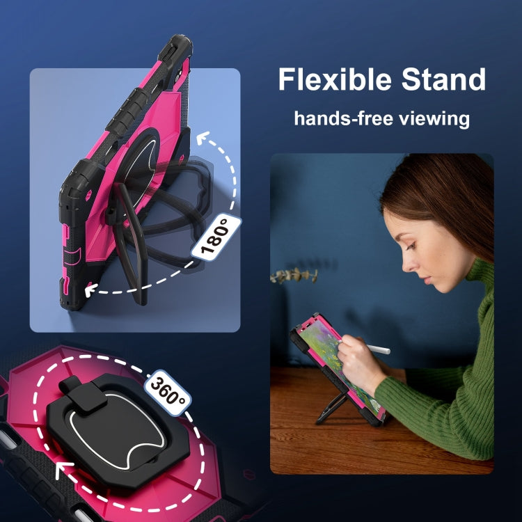 For iPad Pro 11 2022 / Air 10.9 2022 Contrast Color Robot Silicone Hybrid PC Tablet Case(Black Rose Red) - iPad Pro 11 (2022/2021) Cases by buy2fix | Online Shopping UK | buy2fix