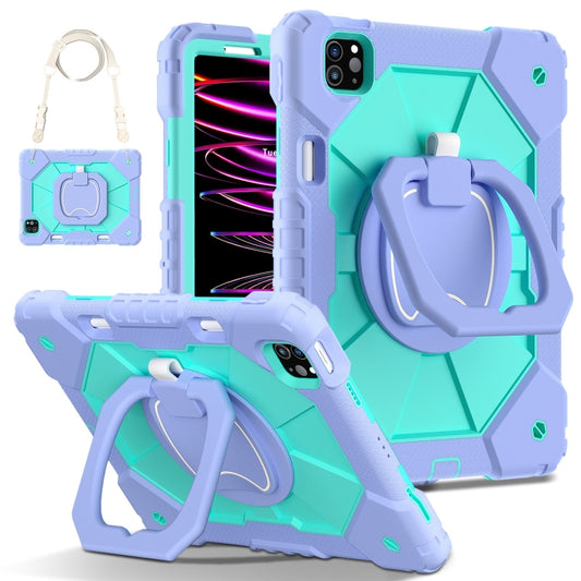 For iPad Pro 11 2022 / Air 10.9 2022 Contrast Color Robot Silicone Hybrid PC Tablet Case(Purple Mint Green) - iPad Pro 11 (2022/2021) Cases by buy2fix | Online Shopping UK | buy2fix