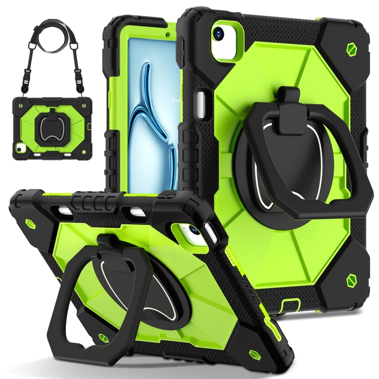 For iPad Air 11 2025 / 2024 Contrast Color Robot Silicone Hybrid PC Tablet Case(Black Yellow Green) by buy2fix