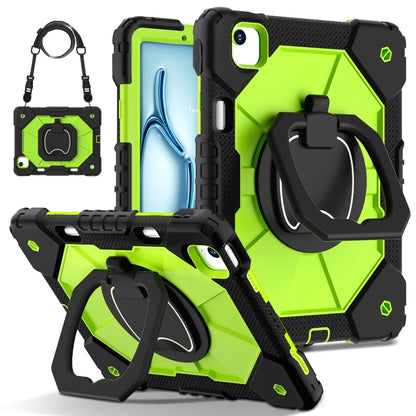 For iPad Air 11 2025 / 2024 Contrast Color Robot Silicone Hybrid PC Tablet Case(Black Yellow Green) by buy2fix