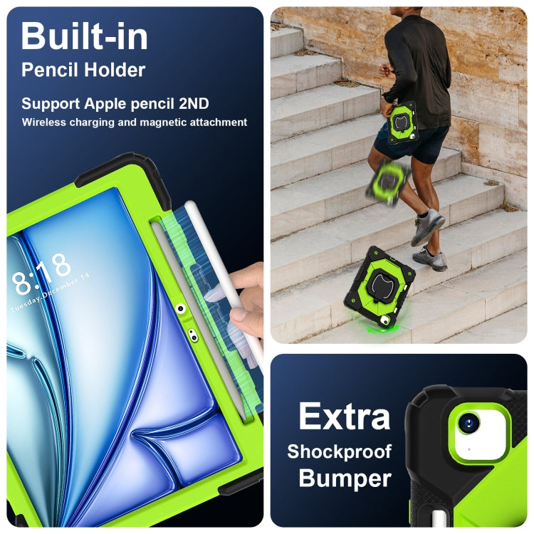 For iPad Air 11 2025 / 2024 Contrast Color Robot Silicone Hybrid PC Tablet Case(Black Yellow Green) by buy2fix