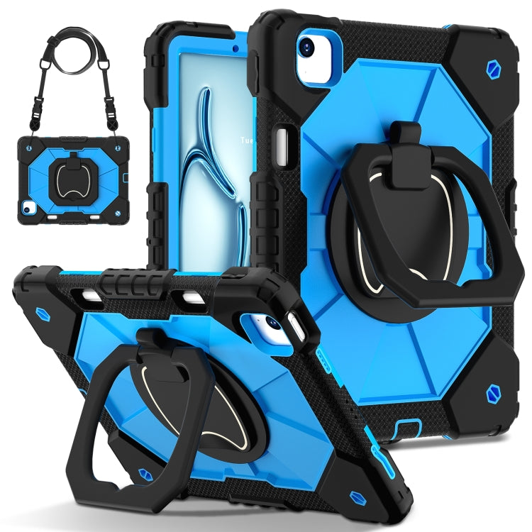 For iPad Air 11 2025 / 2024 Contrast Color Robot Silicone Hybrid PC Tablet Case(Black Blue) by buy2fix